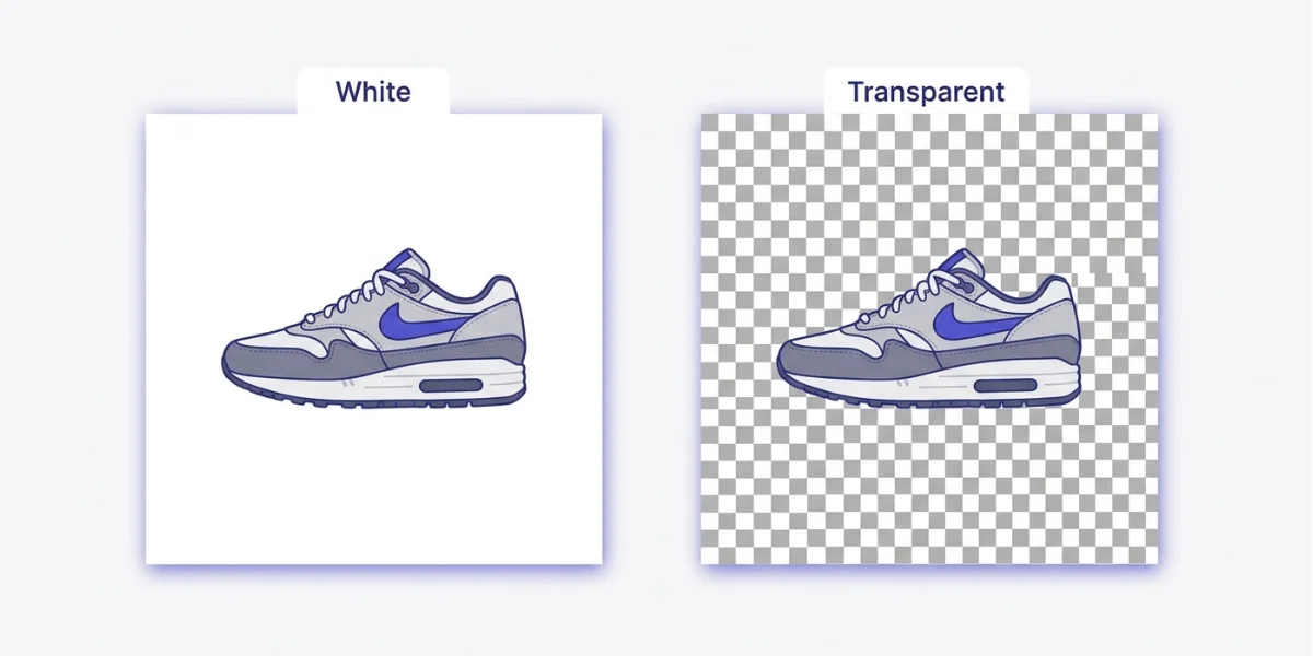 The same cut-out shown on white and on a transparent checkerboard