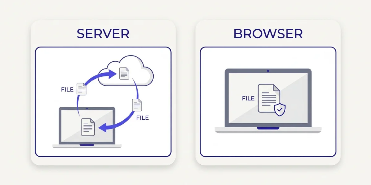 Server-side upload versus client-side in-browser conversion